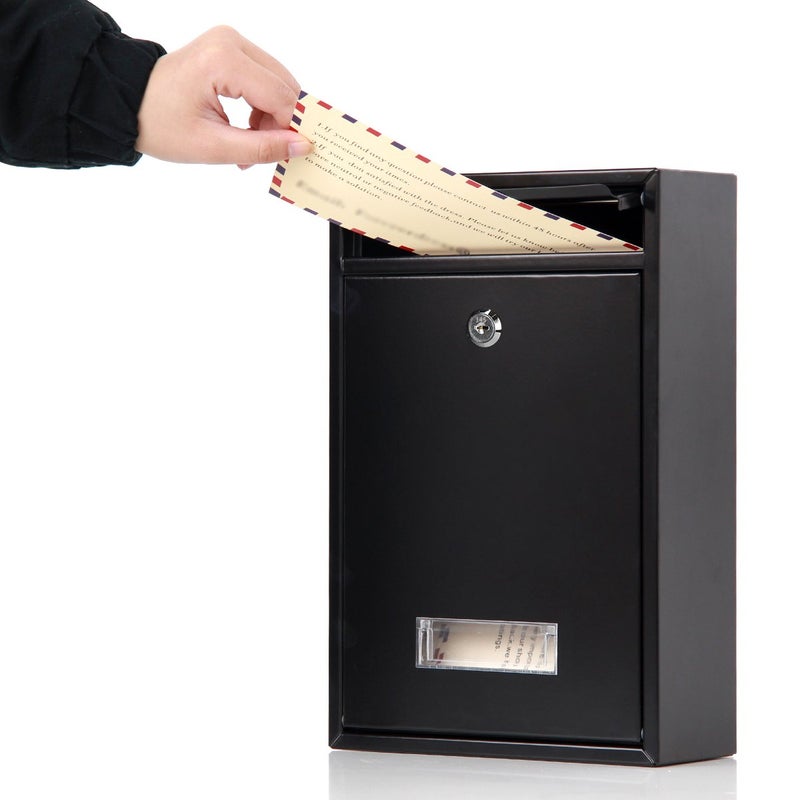 Jssmst Locking Mailboxes Wall Mounted Vertical â€“ Jssmst Key Lock Drop Mail Box Medium Capacity Galvanized Steel Cover Rust-Proof Metal Post Box, 12.6 x 8.5 x 3.4 Inch, Black, SM-0601L - Image 3